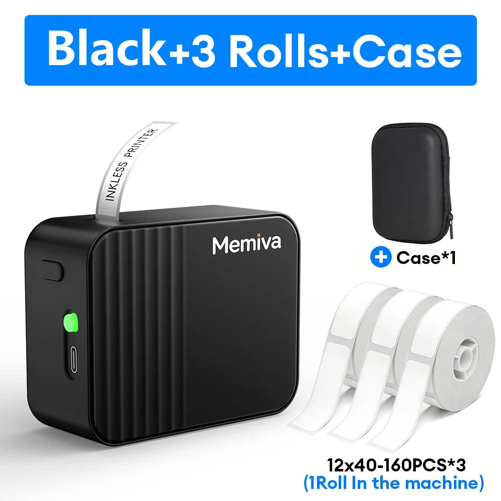 Memiva A1 Mini Thermal Portable Printer 12-15mm Handheld Label Printer Self-Adhesive Stickers Paper For Home Office Tags Inkless
