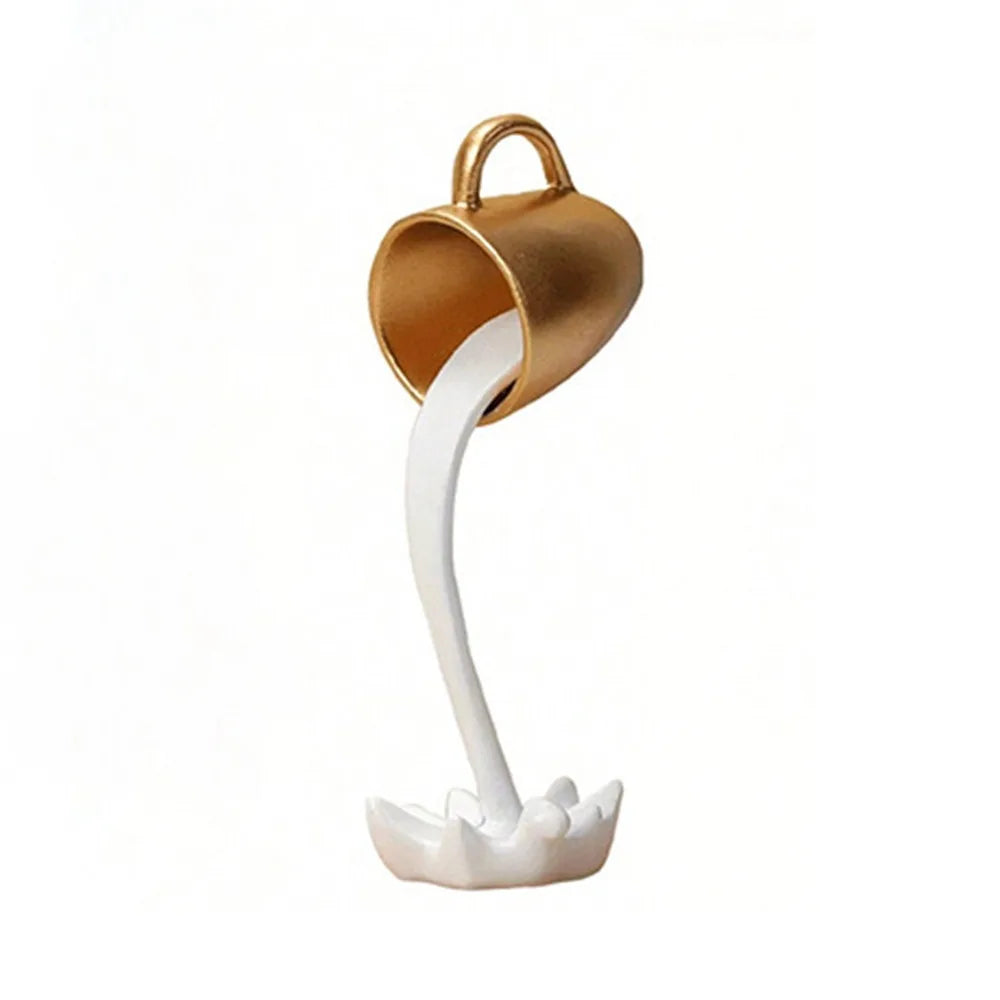High-end 3D Floating Spilling Coffee Cup Resin Craft Decorative Coffee Cup Ornaments Suspended Cup Sculpture Home Decor