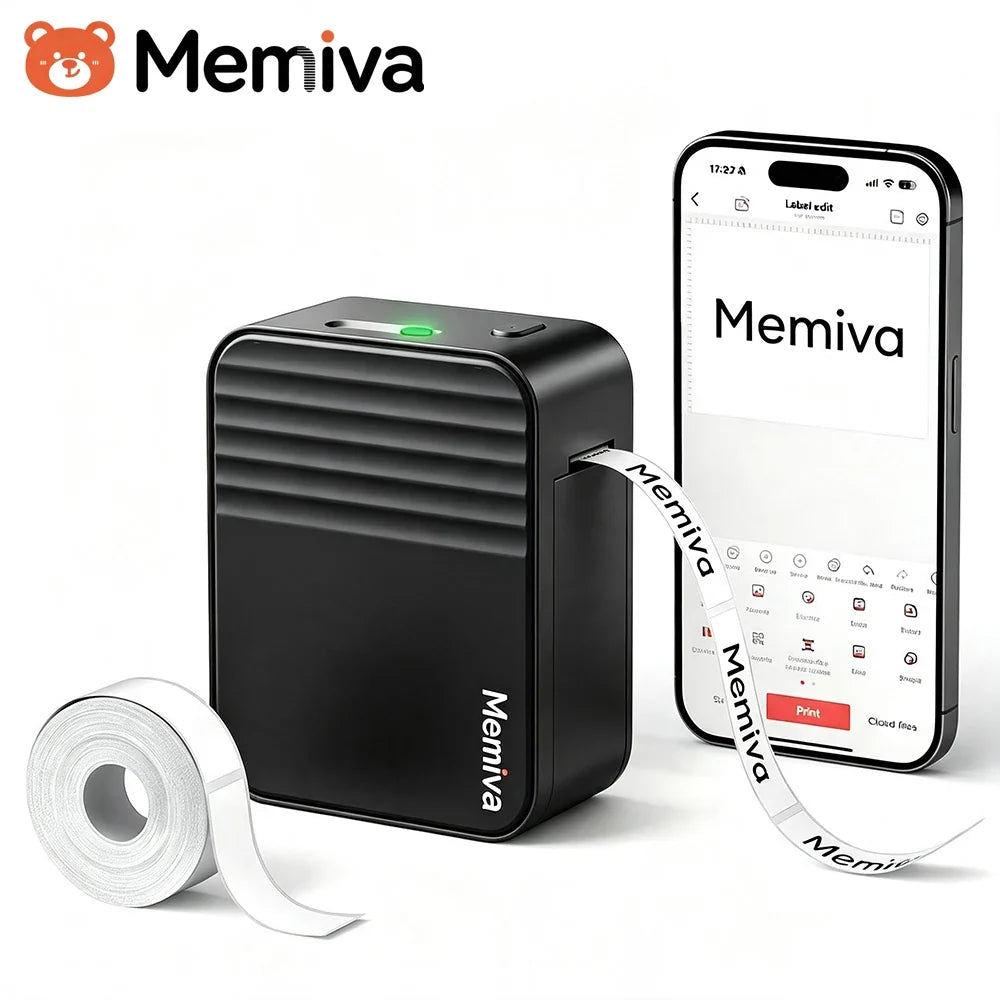 Memiva A1 Mini Thermal Portable Printer 12-15mm Handheld Label Printer Self-Adhesive Stickers Paper For Home Office Tags Inkless