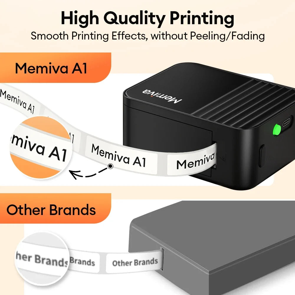 Memiva A1 Mini Thermal Portable Printer 12-15mm Handheld Label Printer Self-Adhesive Stickers Paper For Home Office Tags Inkless