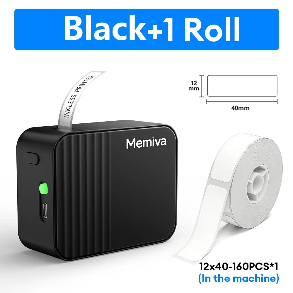 Memiva A1 Mini Thermal Portable Printer 12-15mm Handheld Label Printer Self-Adhesive Stickers Paper For Home Office Tags Inkless