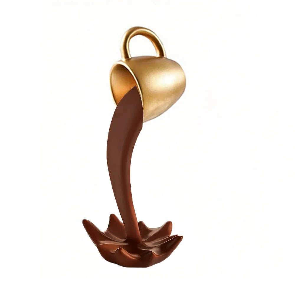 High-end 3D Floating Spilling Coffee Cup Resin Craft Decorative Coffee Cup Ornaments Suspended Cup Sculpture Home Decor