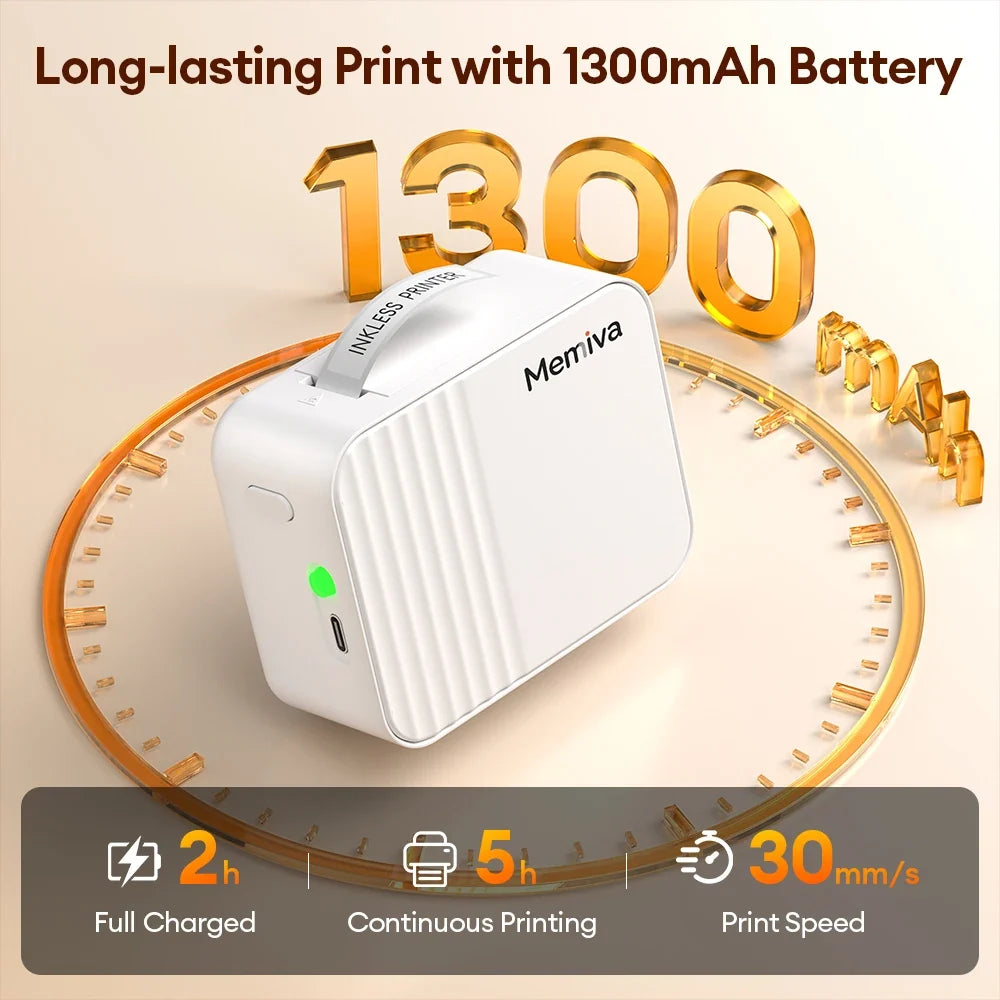 Memiva A1 Mini Thermal Portable Printer 12-15mm Handheld Label Printer Self-Adhesive Stickers Paper For Home Office Tags Inkless