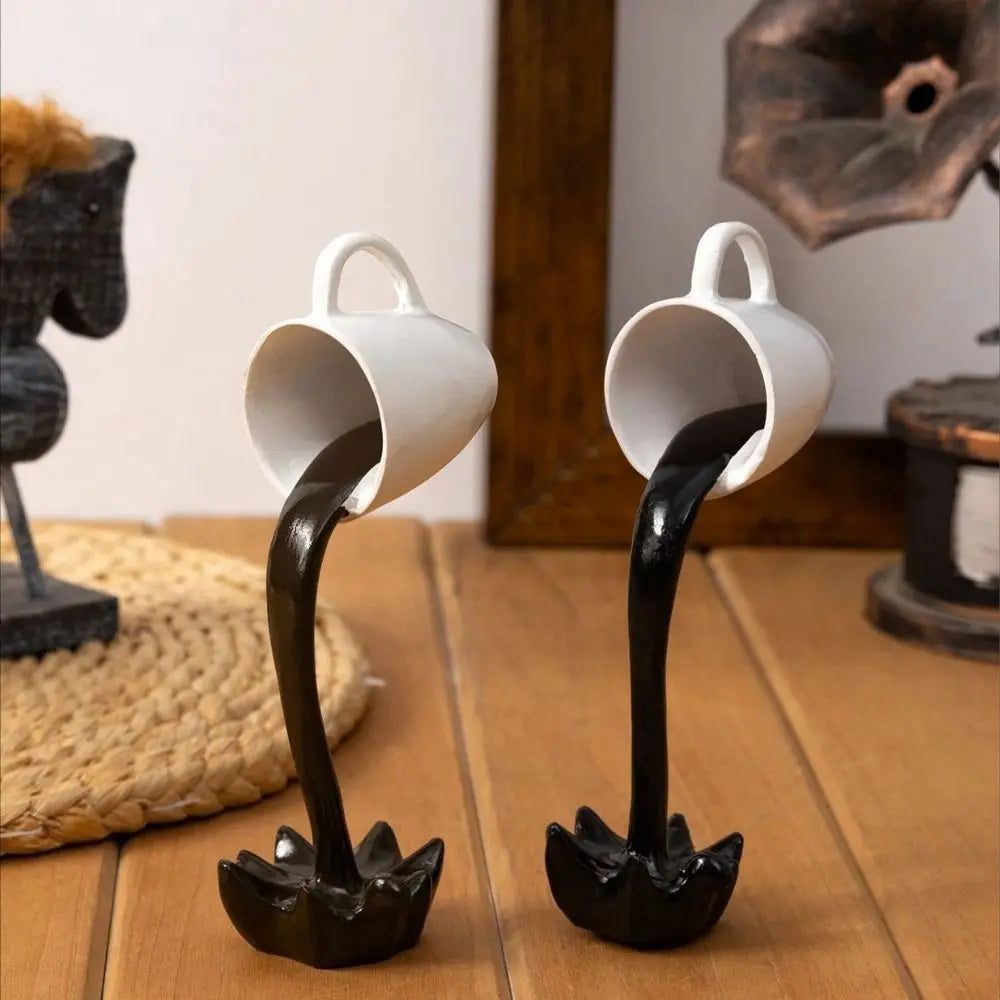 High-end 3D Floating Spilling Coffee Cup Resin Craft Decorative Coffee Cup Ornaments Suspended Cup Sculpture Home Decor