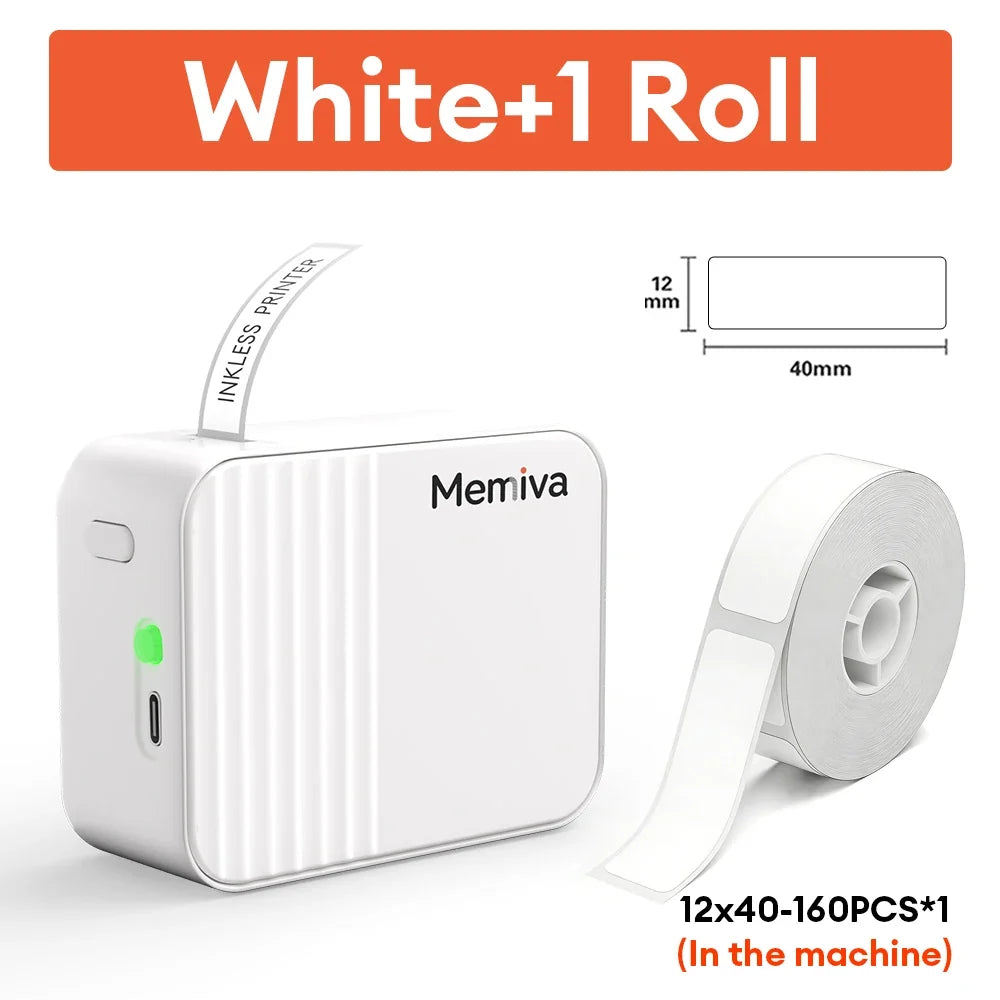 Memiva A1 Mini Thermal Portable Printer 12-15mm Handheld Label Printer Self-Adhesive Stickers Paper For Home Office Tags Inkless