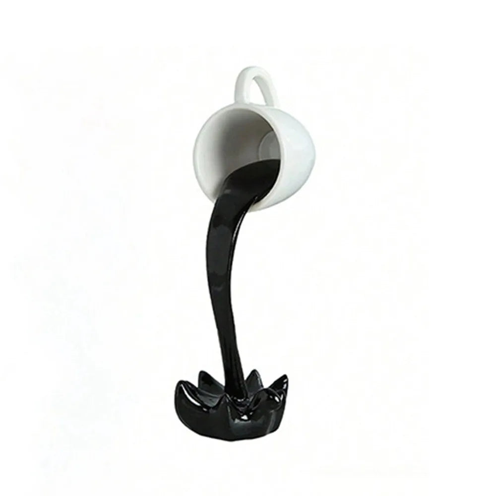 High-end 3D Floating Spilling Coffee Cup Resin Craft Decorative Coffee Cup Ornaments Suspended Cup Sculpture Home Decor